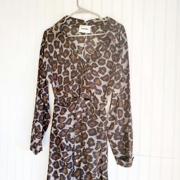 Nanushka Size XS Long Sleeve Ayse Deress in Crayon Ocelot - Picture 8 of 9
